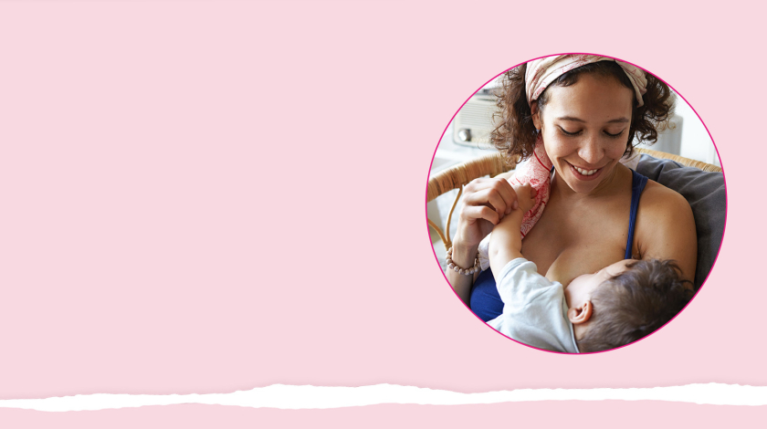 imagem de uma mãe amamentando o seu bebê.
