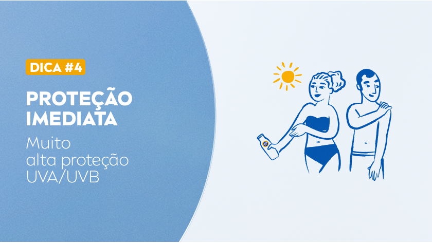 Ilustração em azul de duas pessoas curtindo na praia.