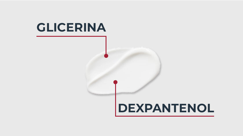 Textura branca do produto em close, destacando os ativos.