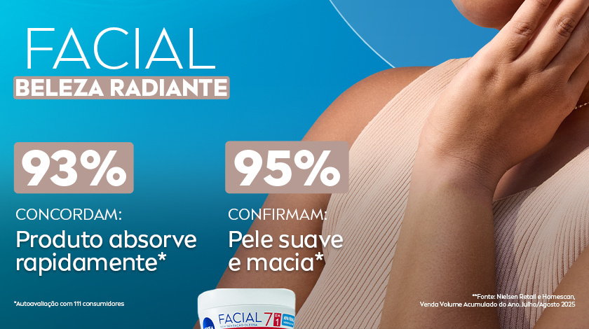 Imagem com fundo de céu azul. Ao lado direito, uma mulher aparece de regata clara.