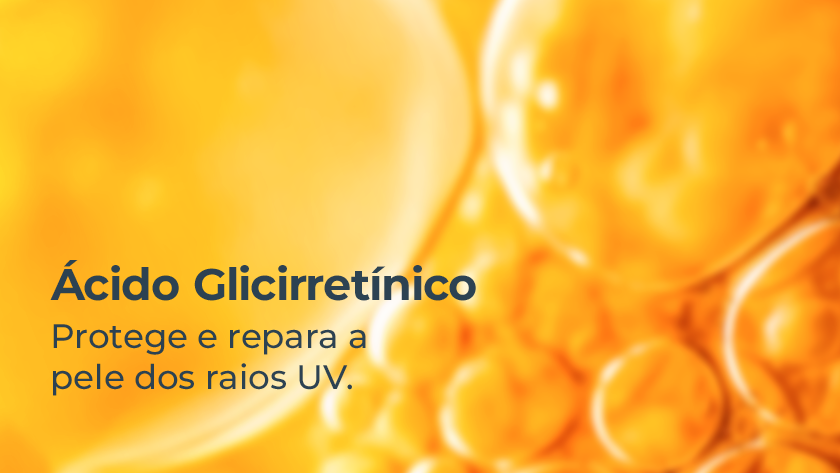 Representação do Ácido Glicirretínico, em fórmula líquida alaranjada.