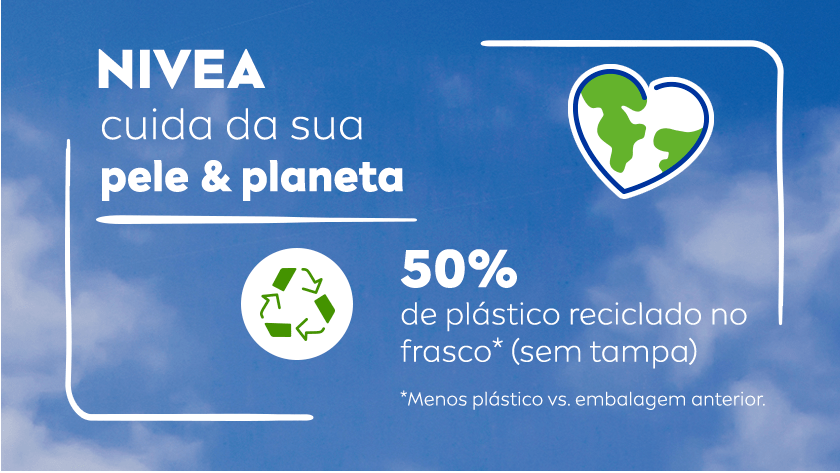 Ícones de reciclagem e planeta com coração, sobre fundo azul.