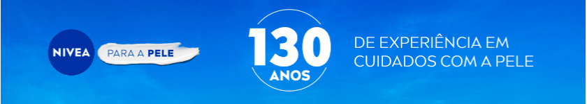 Banner com fundo azul de céu. No lado esquerdo, o logo da NIVEA aparece seguido pela frase 