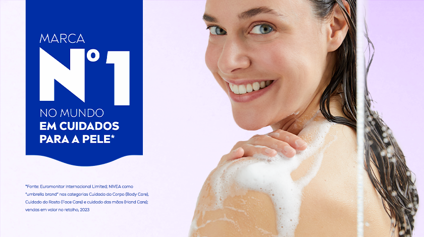 O fundo é lilás com uma faixa azul escura onde está escrito 