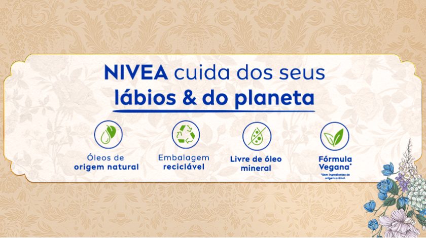 Fundo floral com ícones ilustrativos relacionados à sustentabilidade.