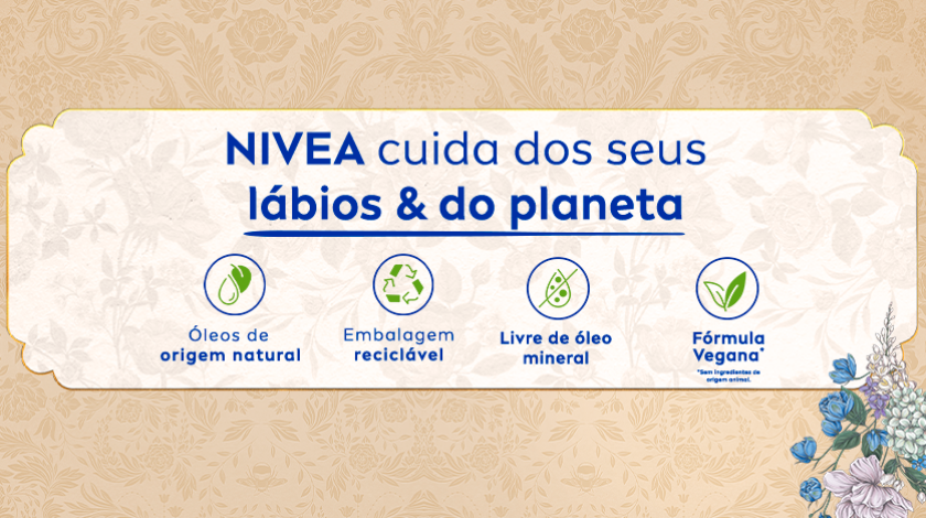 Fundo floral com ícones ilustrativos relacionados à sustentabilidade.