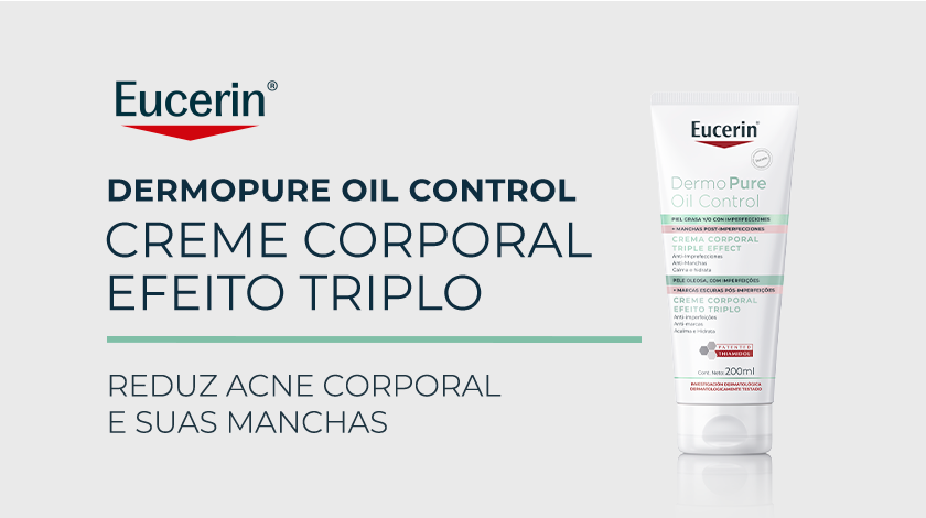 O banner possui um fundo cinza claro. Ao lado direito, a embalagem do produto aparece em destaque, ao lado de um selo vermelho.