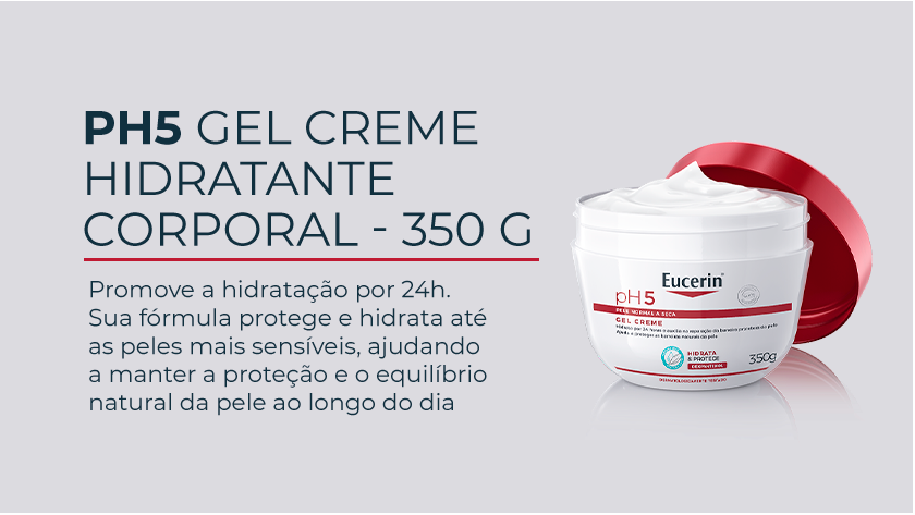 Imagem com fundo neutro. Ao lado direito, um pote branco e vermelho aparece em destaque.