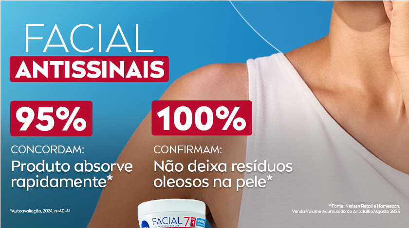 Imagem com fundo de céu azul. Ao lado direito, uma mulher aparece de regata branca.