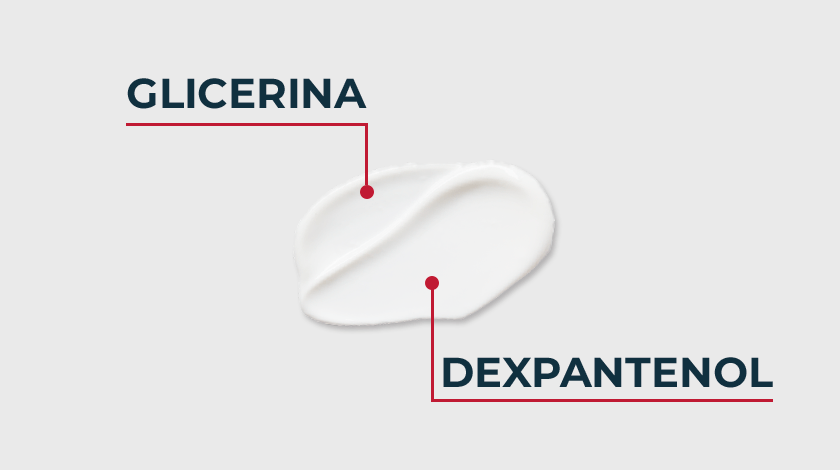 Textura branca do produto em close, destacando os ativos.