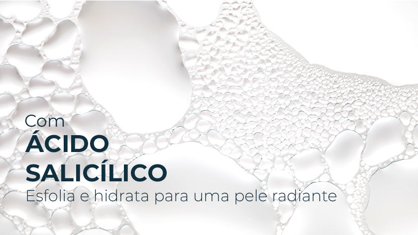 Banner com fundo branco e representação da textura em gel do produto.