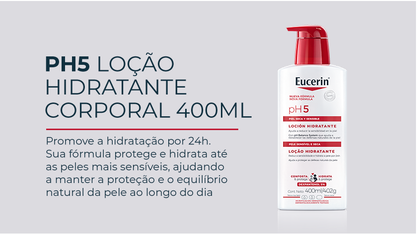 Imagem com fundo neutro. Ao lado direito, uma embalagem branca e vermelha aparece em destaque.