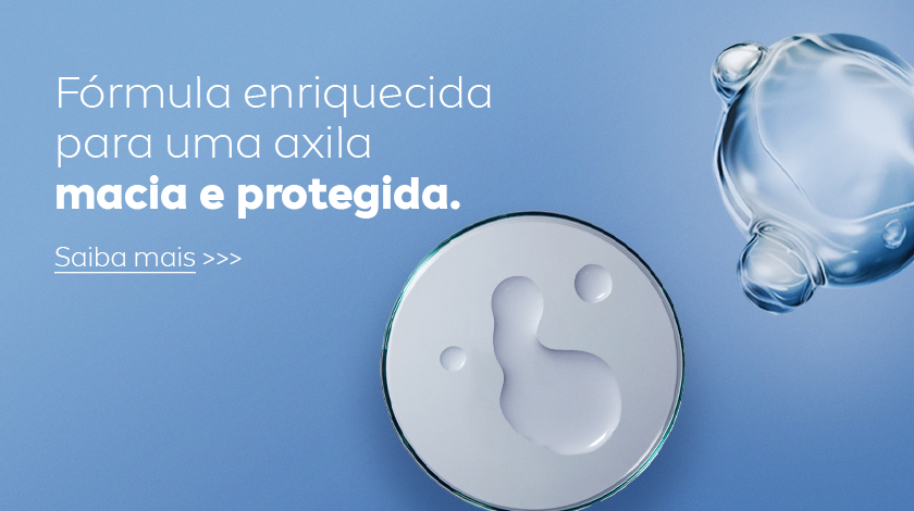 Fundo azul com textura suave e bolha translúcida ampliada.