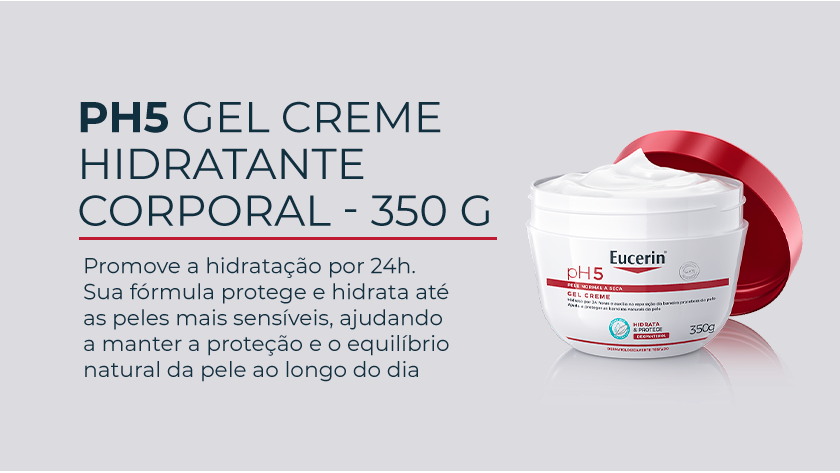 Imagem com fundo neutro. Ao lado direito, um pote branco e vermelho aparece em destaque.