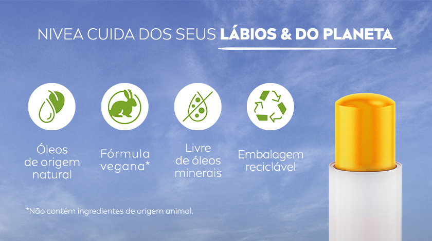 Fundo azul de céu. Ao lado direito, Manga Shine aparece em destaque. Ao lado esquerdo, ícones verdes representam a sustentabilidade do produto.