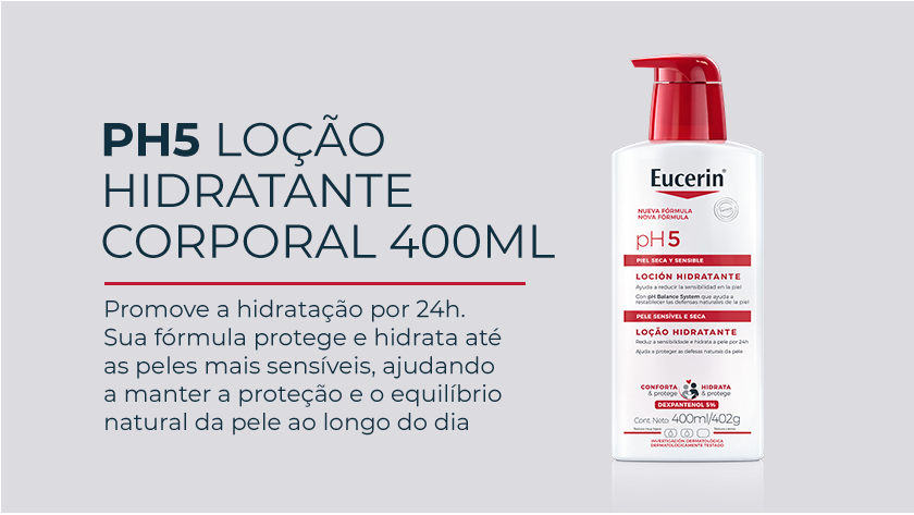 Imagem com fundo neutro. Ao lado direito, uma embalagem branca e vermelha aparece em destaque.