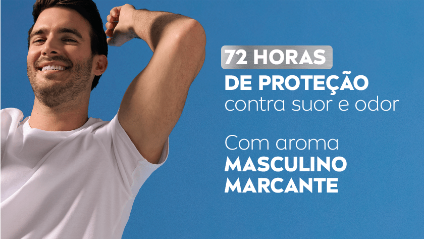 Fundo azul. À direita da imagem, aparece um homem branco sorrindo, ele usa uma barba rala, e está vestindo uma camiseta branca. Seu braço está erguido.