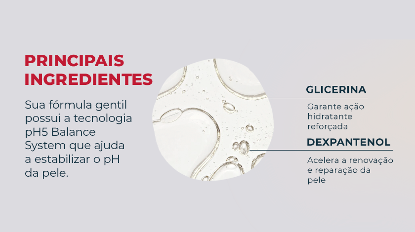 Imagem com fundo neutro. Ao centro, uma esfera representando a fórmula do produto aparece em destaque.