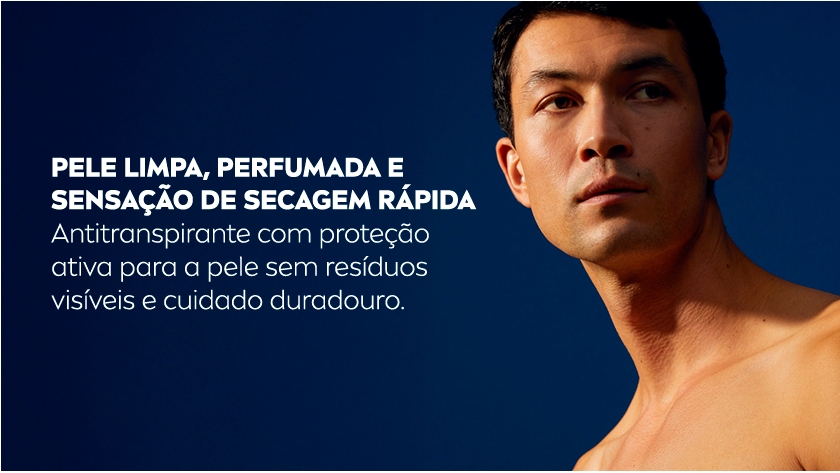 Fundo escuro com carvão em destaque. Texto em branco sobre fórmula exclusiva que garante 72 horas de proteção e elimina 99,9% das bactérias.