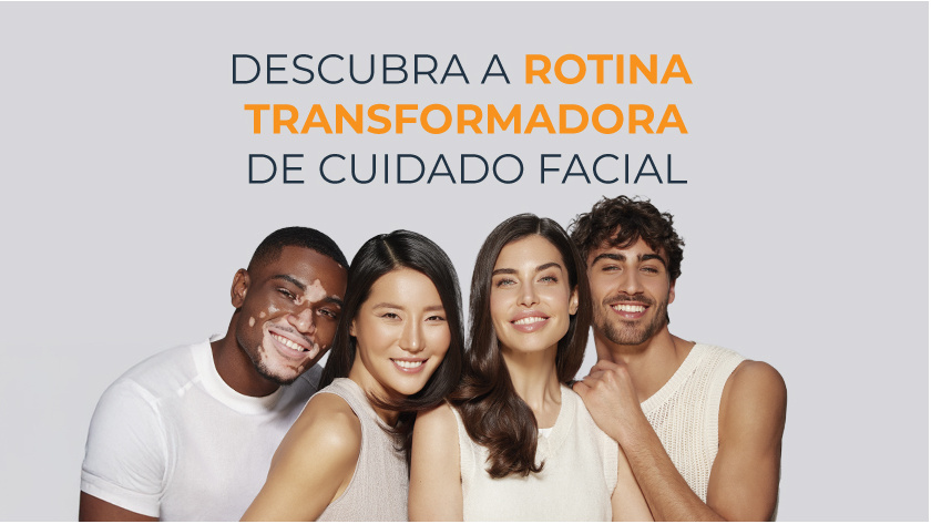 Imagem de um grupo diverso de pessoas sorrindo.