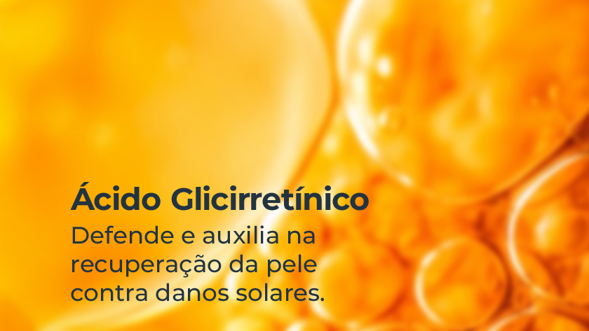 Representação do Ácido Glicirretínico, em fórmula líquida alaranjada.