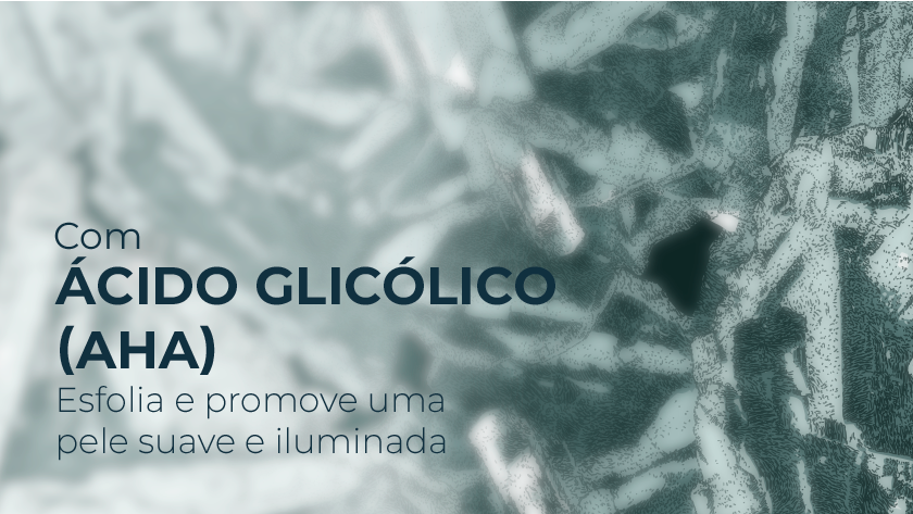 Banner com fundo cinza e representação da textura em gel do produto.