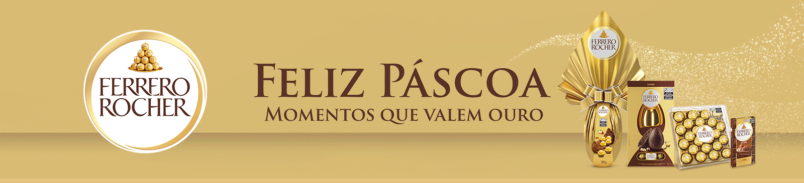 imagem com alguns ovos de pascoa da marca ferrero