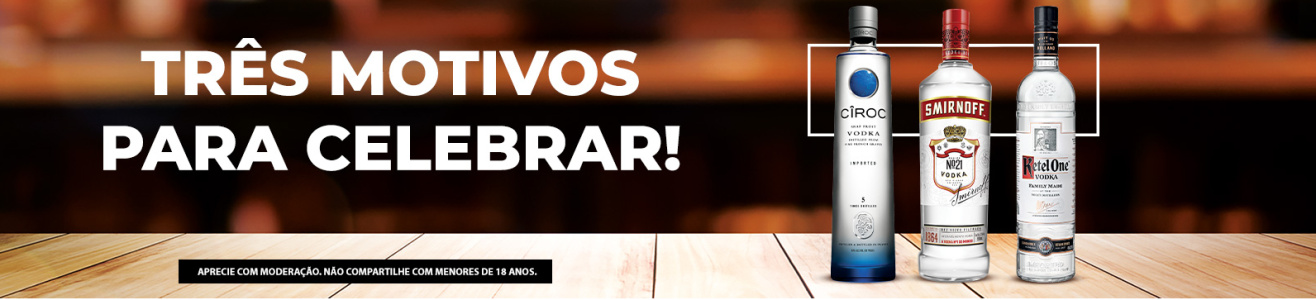imagem com as garrafas de vodka de Ciroc, smirnoff e Ketel One