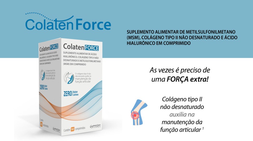Imagem do produto Colaten Force e da articulação de um joelho